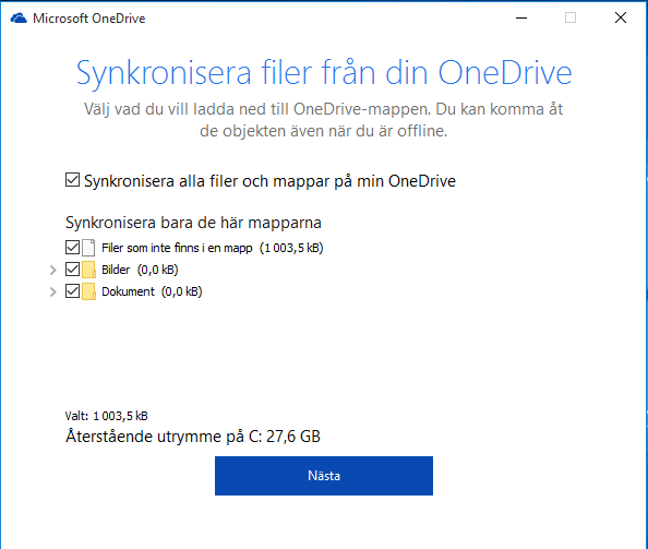 Onedrive, en säkerhet för hela familjen, Synkronisera filer från din OneDrive
